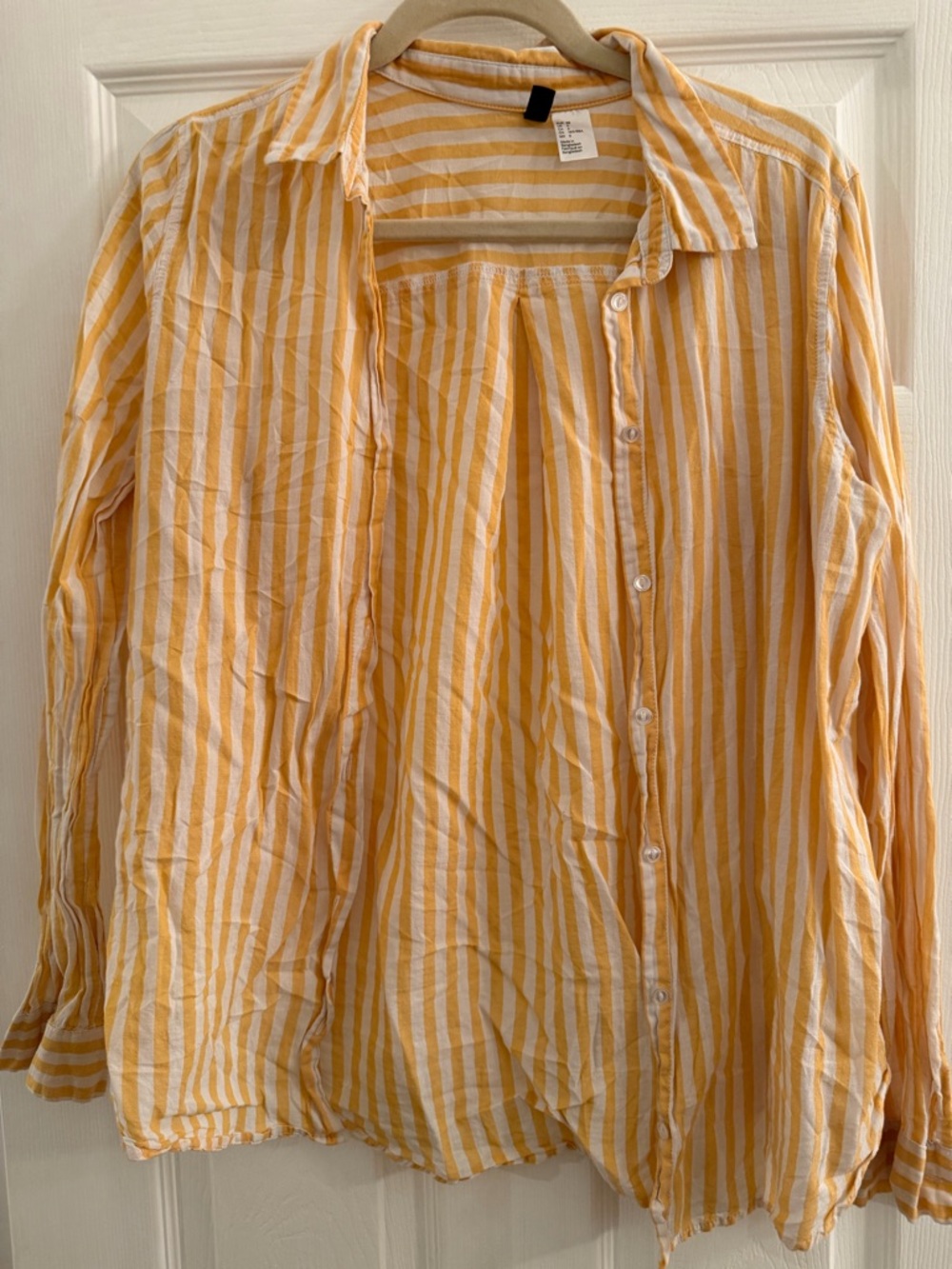 Lightweight Yellow & White Striped Button-Up Shirt